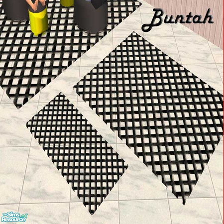 Sims 2 — Black Floor Mat by buntah — This requires Echo/Windkeeper's 3x4 rug mesh and it will give you the mat in all