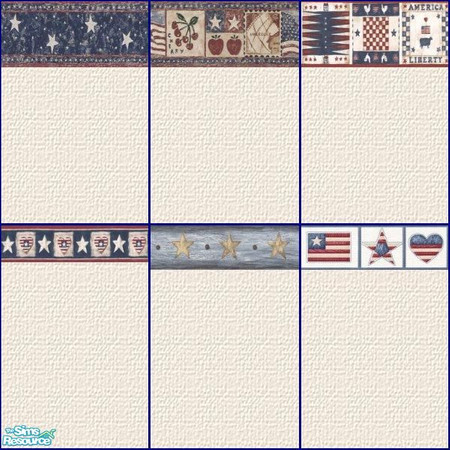 Sims 2 — Americana Walls by queenmab75 — A set of Americana walls.