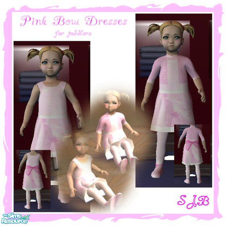 Sims 2 — Pink Bow Dresses by S4R4J03 — A set of dresses for toddler girls. *Textures - http://www.mayang.com/textures