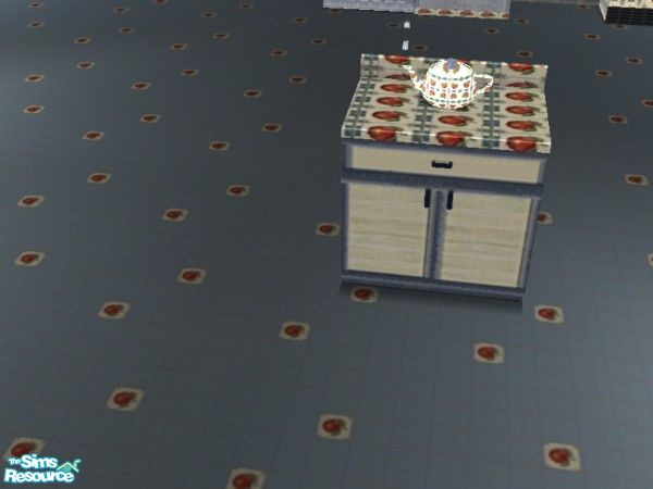 Sims 2 — Blue Apple Kitchen teapot by ead425 — Apples and blues ... set contains: 1 wall, 1 floor 18 items