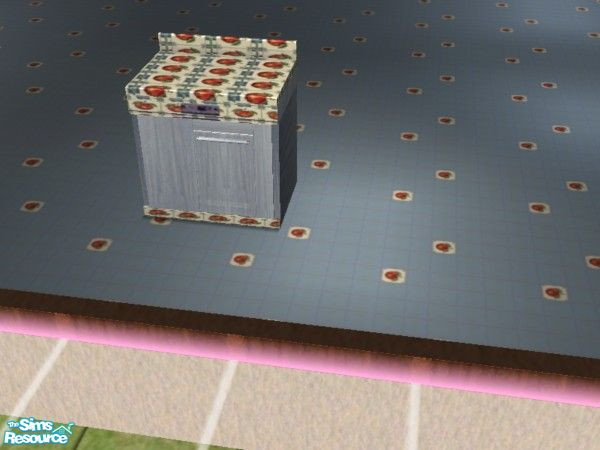 Sims 2 — Blue Apple Kitchen trash compactor by ead425 — Apples and blues ... set contains: 1 wall, 1 floor 18 items