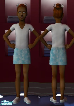 Sims 2 — Girl's blue flowery skirt by law3 — 