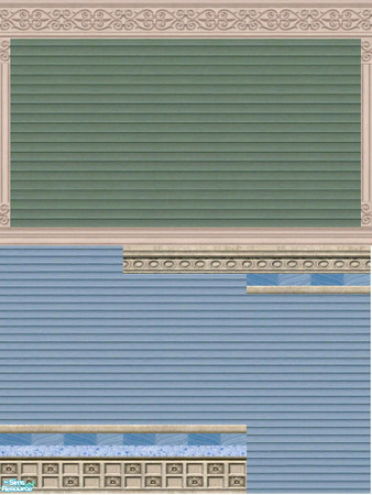 Sims 2 — Exterior  Walls by PiaNouka — Blue & Green Siding