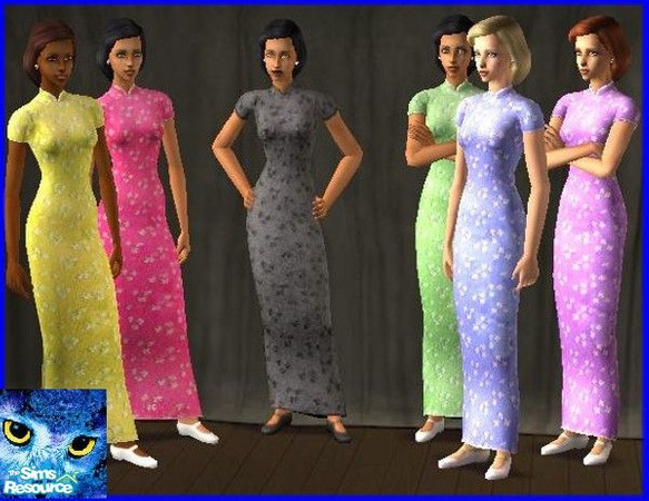 Sims 2 — Embossed Flower Gowns by wheelie19a — These gowns will make your ladies and young ladies feel beautiful. -by