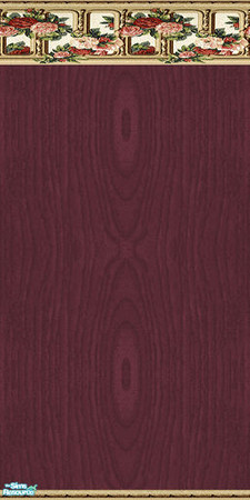Sims 2 — Oak Hardwood with Floral Borders Wall - Vintage Burgundy by Sheera — Part of my Oak Hardwood with Floral Borders