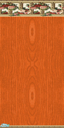 Sims 2 — Oak Hardwood with Floral Borders Wall - Rustic Orange by Sheera — Part of my Oak Hardwood with Floral Borders