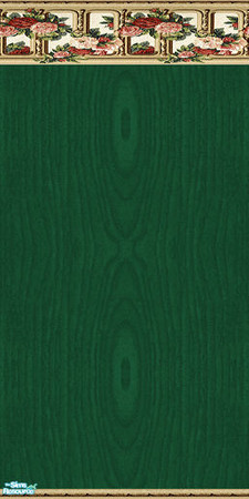 Sims 2 — Oak Hardwood with Floral Borders Wall - Hunter Green by Sheera — Part of my Oak Hardwood with Floral Borders