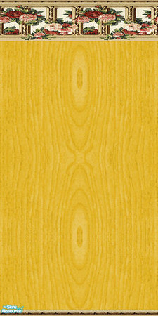Sims 2 — Oak Hardwood with Floral Borders Wall - Harvest Gold by Sheera — Part of my Oak Hardwood with Floral Borders