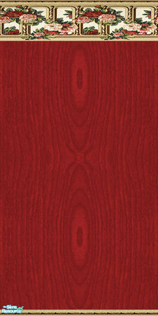 Sims 2 — Oak Hardwood with Floral Borders Wall - Antique Red by Sheera — Part of my Oak Hardwood with Floral Borders
