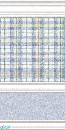 Sims 2 — jsf2CottageRBYPlaidBlue by jsf — The chair-railed version of a blue, yellow, and white plaid wallpaper with a