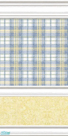 Sims 2 — jsf2CottageRBYDuo by jsf — The chair-railed version of a blue, yellow, and white plaid wallpaper with a matching