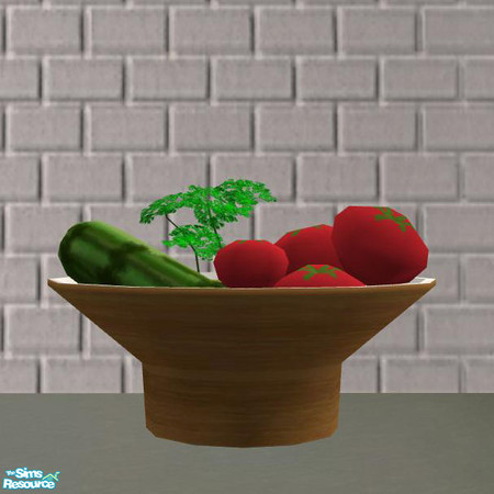 Sims 2 — New England Kitchen Deco - Bowl with Veggies recolor wood by ShinoKCR — 