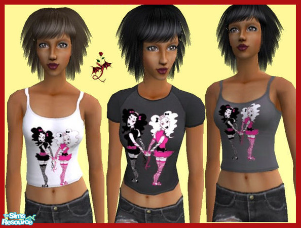 Sims 2 — Summer Fun by cariadbach — A set of three T shirts and a pair of shorts for your adult Sim. Base game only