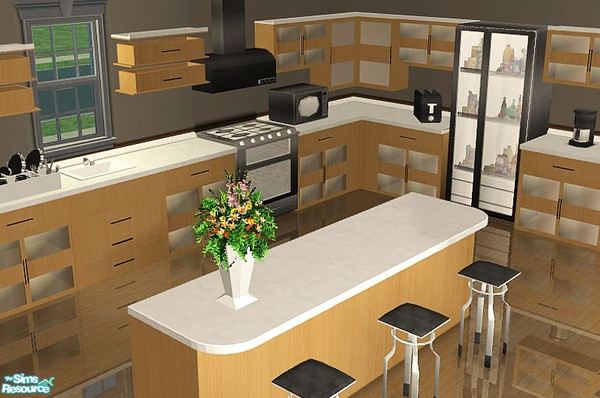 Sims 2 — Aimi Kitchen by SaeraMaples — Modern and warm, a true family kitchen.