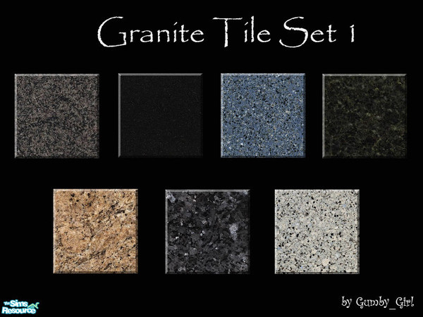 Sims 2 — Granite Tile Set 1 by Gumby_Girl — A set of 7 Granite floor tiles in various colours. Perfect for decorating
