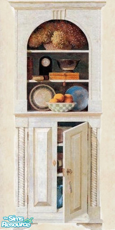 Sims 2 — Beighy Set by kollens — This set includes an inset with flowers & a hutch.