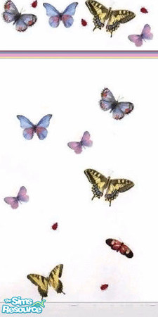 Sims 2 — BUGS! by HimeNoAku — A lovely butterfly wallpaper that has a white kick molding. :) By: HimeNoAku