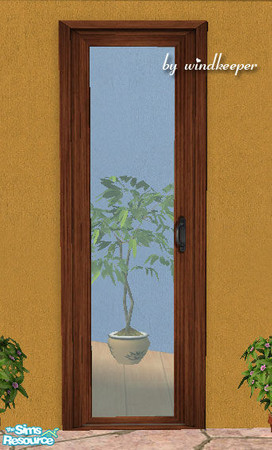 Sims 2 — Sliding door - dark wood finish by Windkeeper — This recolor will also work for Maxis 2-tile sliding door.