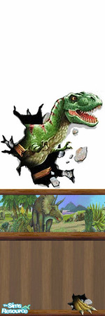 Sims 2 — Dinosaur Brown 2 by Lorah — Child walls - dinosaur and baby animals
