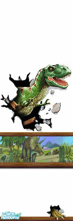 Sims 2 — Dinosaur White 2 by Lorah — Child walls - dinosaur and baby animals