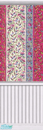Sims 2 — "Nomadic Stripes" Wallpaper with Beadboard by stitchy — Part of the "nomad Stripes"