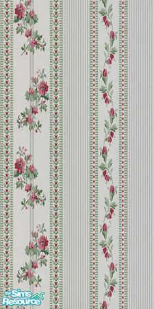 Sims 2 — Traditional Bed and Bath wall by ead425 — green stripes and roses