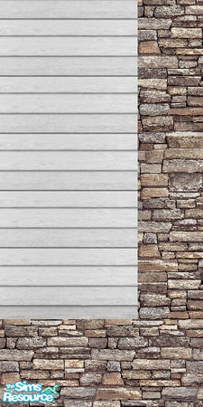 Sims 2 — White Vinyl With Ledgestone Right by mkoering — Vinyl & Rustic Ledgestone Siding Set. mikekoering@msn.com