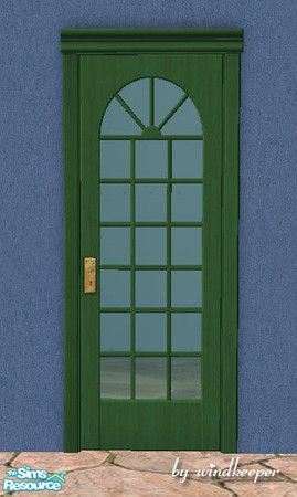 Sims 2 — Lafenetre glass door - green by Windkeeper — You need to download "Lafenetre glass door updated" file