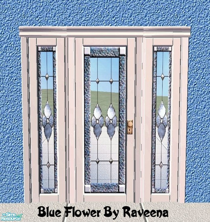 Sims 2 — Blue Flower Door - Glass by Raveena — This is the glass part of the door. Get my white door frame here: