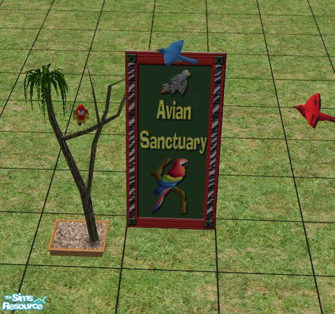 Sims 2 — Avian Sanctuary Zoo Sign by HChangeri — This sign is part of a set. You will need Qortex's mesh for this to