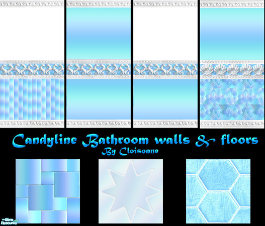 Sims 2 — Candyline Walls&Floors by Cloisonne — Selection of walls and floors for my Candyline Bathroom.