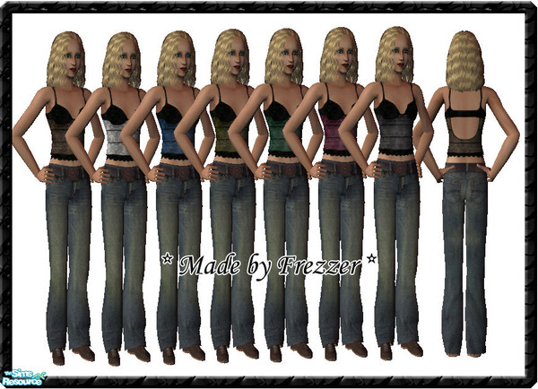 Sims 2 — Lace Top Trend by Frezzer — A set of beautiful lace tops in black, white, chocolate, ruby, jade, lemon and