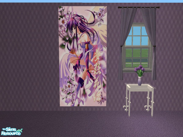 Sims 2 — Angel0014 by jhardyzgurl4lyf — One of three anime pictures in purple shades. This set needs Qortex's 2 tile