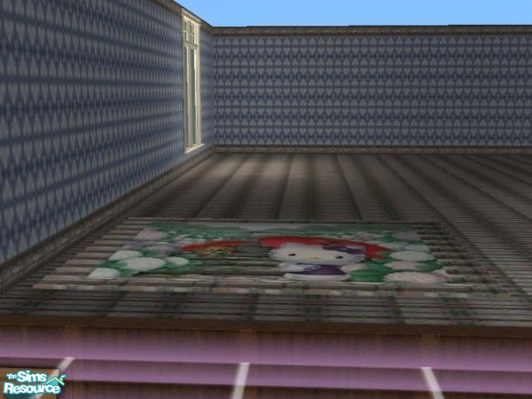 Sims 2 — Kitty in Garden Bedroom rug by ead425 — 22 items, 2 wall, 2 floors: bath door, wall lamp,mirror, braided rug,