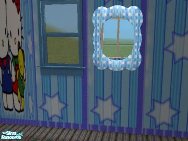 Sims 2 — Kitty in Garden mirror by ead425 — 22 items, 2 wall, 2 floors: bath door, wall lamp,mirror, braided rug, toilet