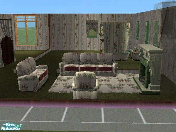 Sims 2 — Traditional chair,couch,loveseat by ead425 — set includes 1 wall,1floor, 17 items: wall lamp, bath mirror,toilet