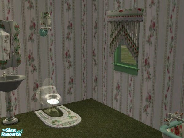 Sims 2 — Traditional toilet mat by ead425 — set includes 1 wall,1floor, 17 items: wall lamp, bath mirror,toilet