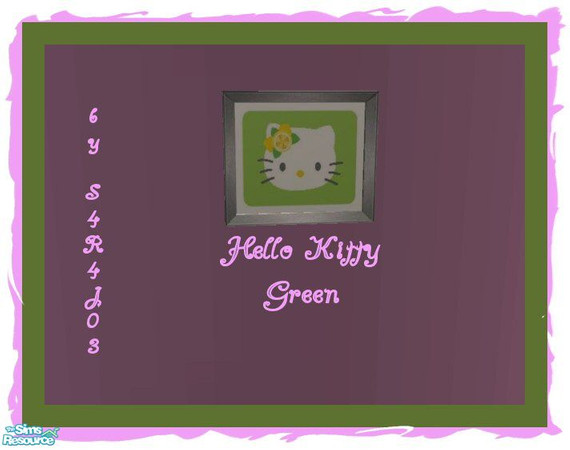 Sims 2 — Hello Kitty Green by S4R4J03 — Part of the Sanrio Picture Set. 