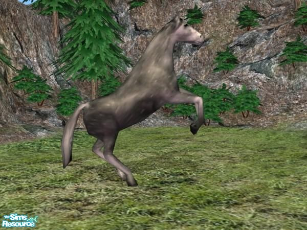 Sims 2 — Rearing Horse Recolour - Grey by Suiryuue — Hi Folks, here's some wild horses for download. I am not the orignal