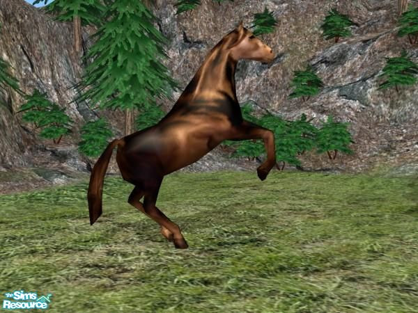 Sims 2 — Rearing Horse Recolour - Brown by Suiryuue — Hi Folks, here's some wild horses for download. I am not the