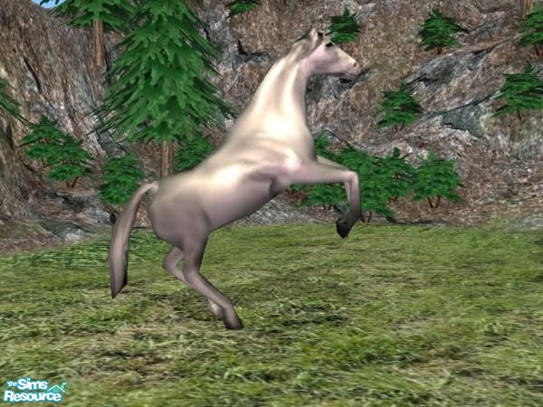 Sims 2 — Rearing Horse Recolour - White by Suiryuue — Hi Folks, here's some wild horses for download. I am not the