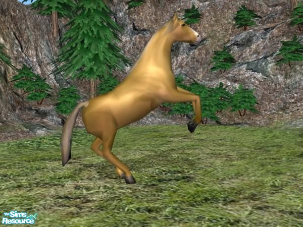Sims 2 — Rearing Horse Recolour - Dark Gold by Suiryuue — Hi Folks, here's some wild horses for download. I am not the