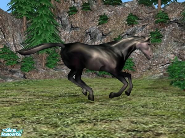 Sims 2 — Running Horse - Black by Suiryuue — Hi Folks, here's some wild horses for download. I am not the orignal creator
