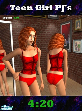 Sims 2 — Red Sleepytime PJ's by Agent420 — The red part of the Sleepytime PJ's multi pack. These PJ's have wicked designs