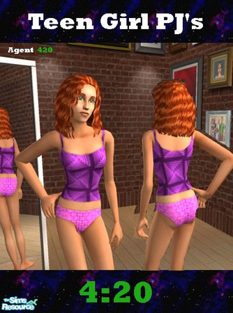 Sims 2 — Purple Sleepytime PJ's by Agent420 — The purple part of the Sleepytime PJ's multi pack. These PJ's have wicked