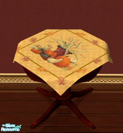 Sims 2 — Thanksgiving Decorations Tablecloth 3 by lisa9999 — Pumpkin themed tablecloth.
