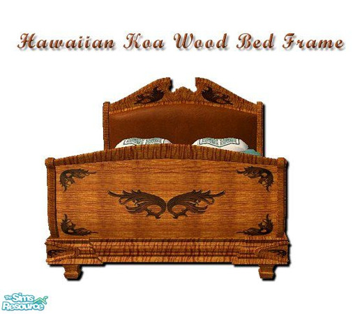 Sims 2 — Hawaiian Koa Wood Set Bed Frame by iwubu — Pure Koa, native to Hawaii and nearly extinct. Koa wood is bright and