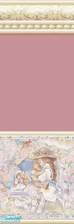Sims 2 — Dainty Girl by Lorah — Blue, pink, beige, white, tile, wallpaper, paint, flowers, teddies, all in one
