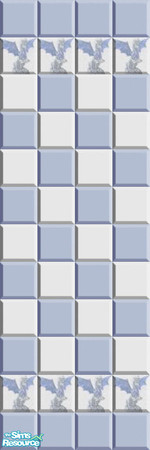 Sims 2 — Dainty Dragon 1 by Lorah — Blue, pink, beige, white, tile, wallpaper, paint, flowers, teddies, all in one