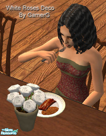 Sims 2 — Decorative Table Roses - White by Gamerg — This is a set of 1 new mesh and a few recolors. It is designed for 1